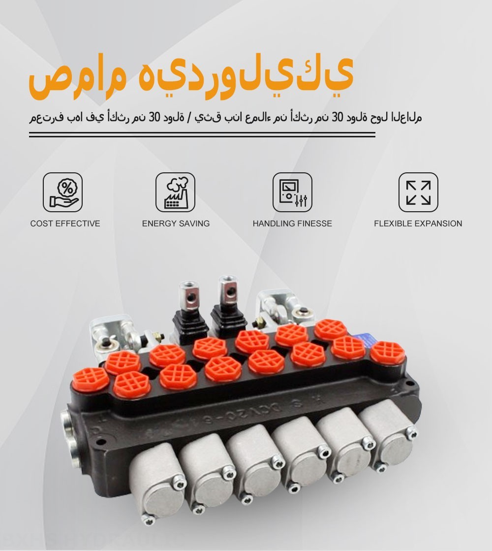 DCV20_Joystick and Manual يدوي وذراع تحكم صمام 6 صمام اتجاهي كتلة واحدة